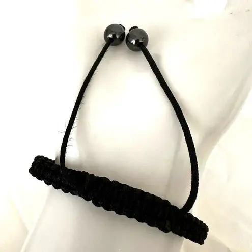 Rhinestone cross black cord adjustable bracelet Silver