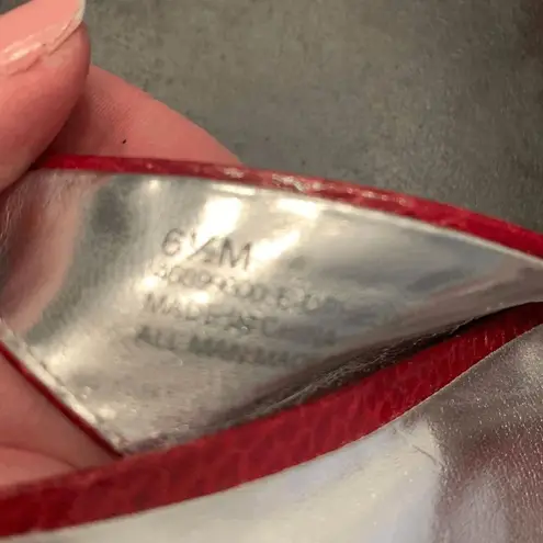 Etienne Aigner Women's Crisscross Strap Texture Red Sling Back Wedge Sandals 6.5