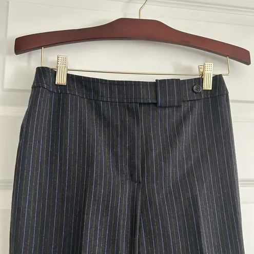 Carlisle Pinstripe Wool Trousers Black Blue Size 0