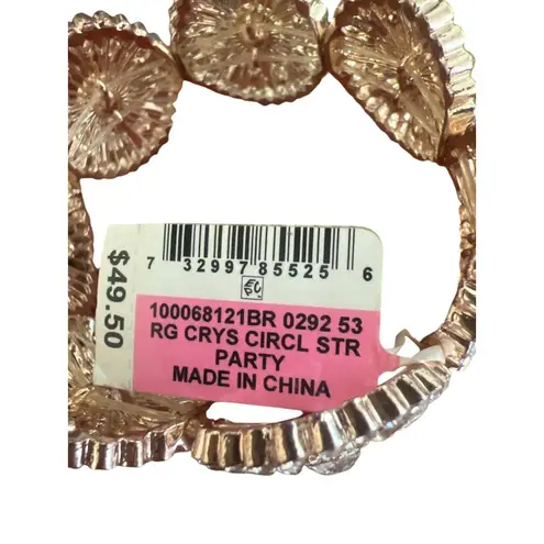 INC Rose Gold Crystal Circle Stretch Bracelet 1" Wide Sunburst Sitting at 7" NWT