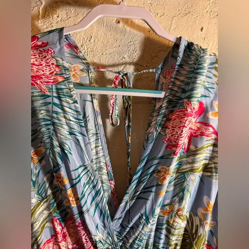 Blue Island Plus Plunge Neck Dolman Sleeve Mini Sundress/Swim Coverup summer