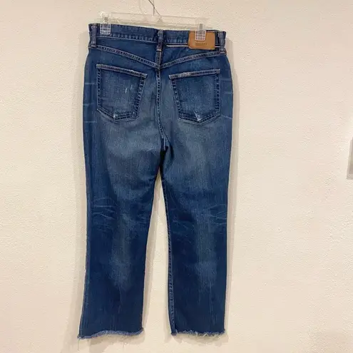 MOUSSY VINTAGE Blue Japanese Denim Rhode Cropped Flare High Rise Jeans 30 EUC