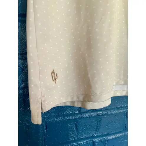 G/FORE Womens Sleeveless Golf Polo Shirt Polka Dot Beige White Trim Large Tan