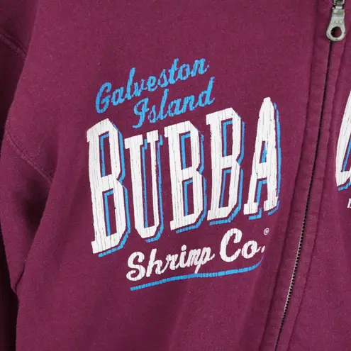 Bubba Gump Shrimp Co Hoodie Zip-Up Sweatshirt Galveston Island Size S Maroon