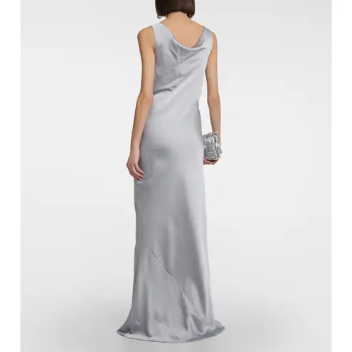 Norma Kamali Maria Gown in Silver Small New Womens Long Maxi grey dress