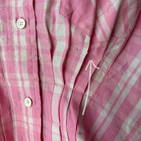 Isabel Marant Blouse Emily Pink Plaid Corset Pleated Button Up Top Sz 36/Small - Image 6