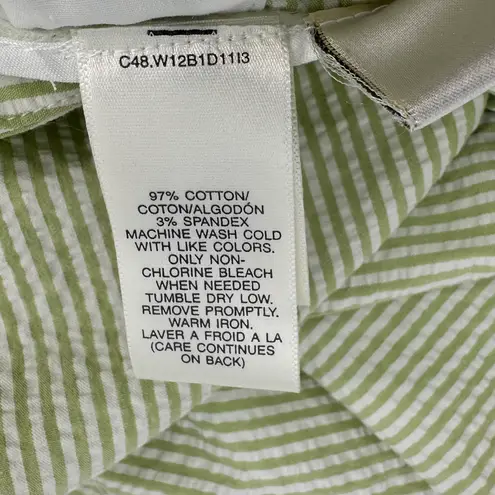 Susan Bristol Pants Seersucker Womens 6 Cropped Green Stripe Spring Preppy Ankle