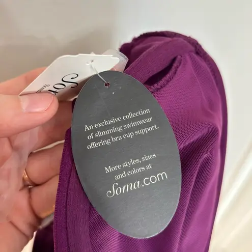NWT Soma Swim Convertible Halter Bra Cup Sized Tankini Top in Henna Plum 34B Purple