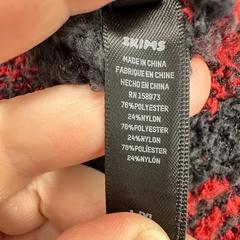 SKIMS Cozy Knit Plaid Joggers Pants Red Black L/XL Loungewear