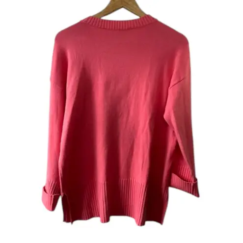 Loft Ann Taylor  Pink Crewneck Sweater Ribbed Cuffs & Split Hem Women's Small