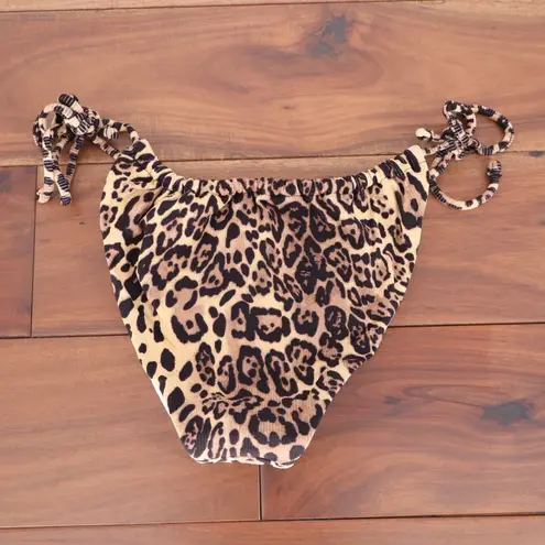 ASOS DESIGN Leopard Print Rib Knit Knot High Leg Bikini Bottoms Size US 4 UK 8 Brown