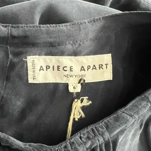 Apiece Apart Dress Cape Sleeve Layered Sheath Tasseled Cupro Navy Blue Size 6