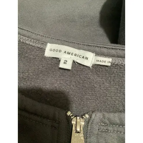 Good American  Essentails Gray Half Zip Cropped Womens Sweatshirt 2(M)