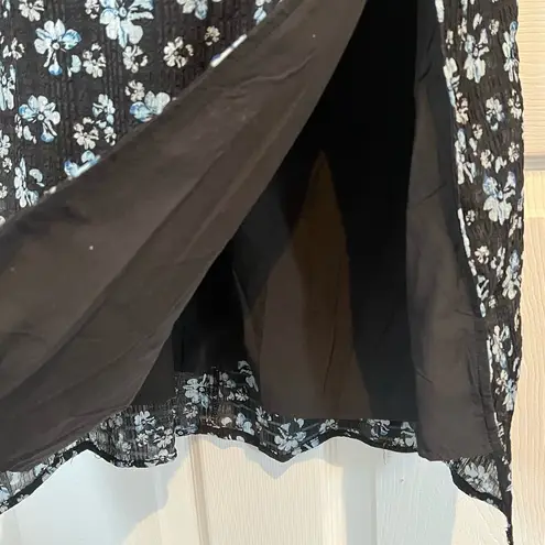 Commense Women’s Medium Navy Blue Floral Sleeveless MIDI Dress Tie Strap NWT