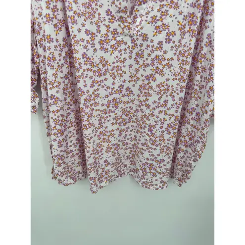 Melrose and Market Purple White Floral 3/4 Sleeve V-Neck Top Blouse Shirt Small - Image 3