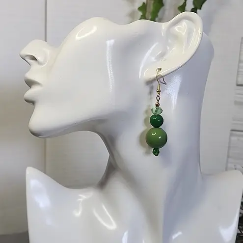 Handcrafted Green Double Strand Butterfly Necklace Bracelet Earrings Set