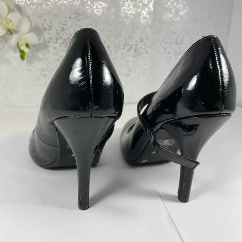 Shiekh  Black Shinny Heels with Strap - Size 9