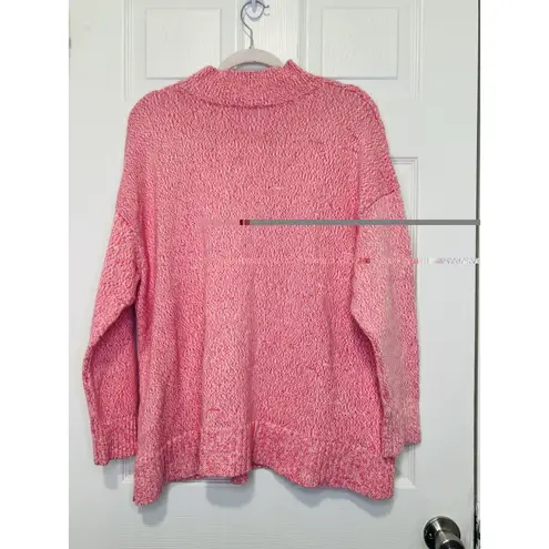 Talbots  Women’s Plus Size 2X Pink Cable Knit Cotton Sweater Mock Neck Stretch