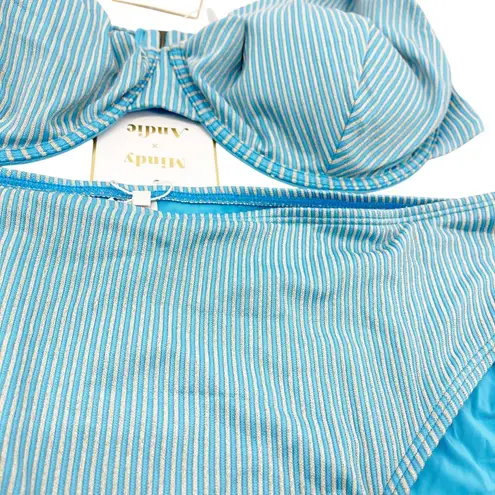 ANDIE Swim X Mindy Kaling The Bermuda Bikini Striped Splash Blue XXXL NWT
