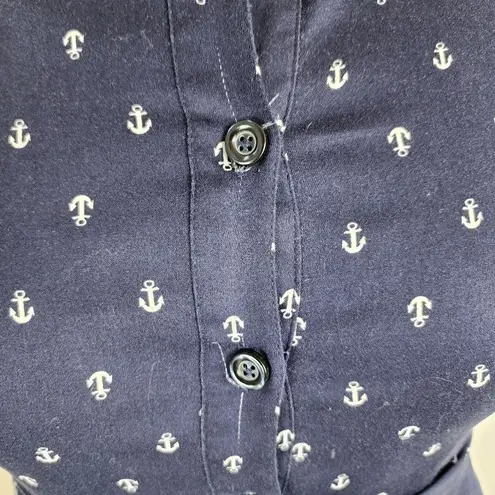 Chetta B Navy Blue Sleeveless Midi Fit & Flare Nautical Dress Pockets Size 6