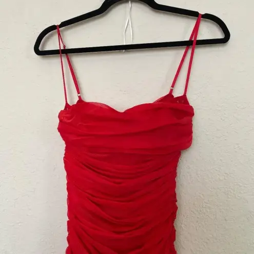 House Of CB HOUSE‎ OF CB 'Sirene' Red Gathered Organza Mesh Dress /Size M