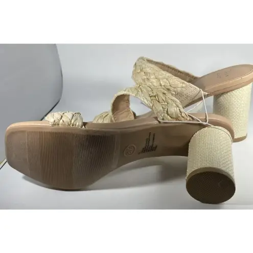 A New Day  Womens Basil Sandal Heel Tan Braided Slip On High Open‎ Toe 8.5 NWT