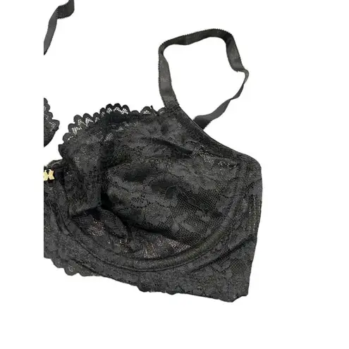 SAVAGE X FENTY RIHANNA FLORAL LACE UNLINED BRA BLACK CAVIAR NEW Size 34D