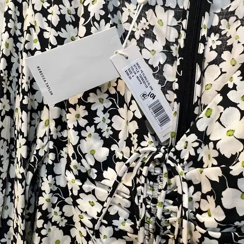 Rebecca Taylor NWT Paige Fleur Drawstring Long-Sleeve Dress