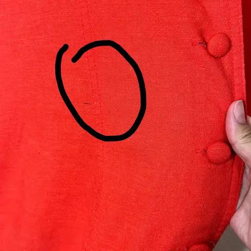 JOHN ROBERTS Red Linen Blend Button Front Collared Midi Shirt Dress Size 14