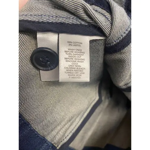 Ann Taylor Loft Jacket Women's 4 Blue Denim Front Button Long Sleeve Pleated B71