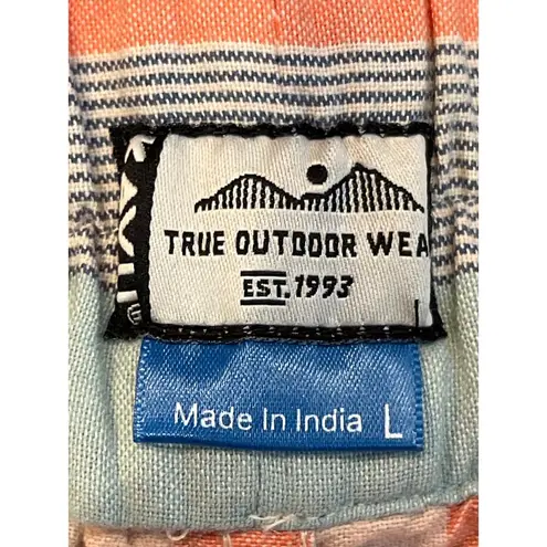 KAVU Large Women Aberdeen Short Blue Pink Stripe