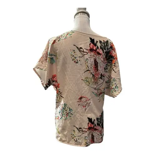Tan Floral Printed Blouse Size S