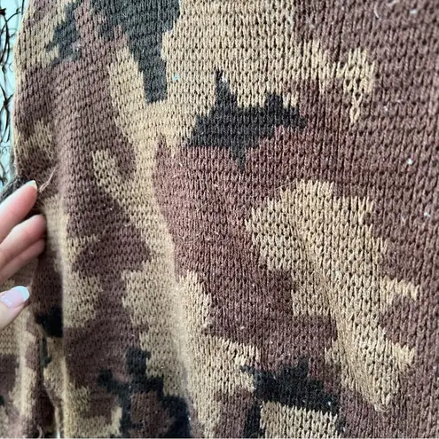 Vintage 80s Black Sheep Leader in the Field brown camo knit crewneck sweater Size M