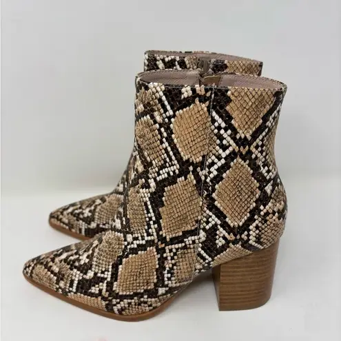 Raye Revolve Merit Size 6.5 High Heel Bootie Natural Snake Skin Embossed