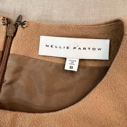 Nellie Partow tan sleeveless business professional sheath dress size 8