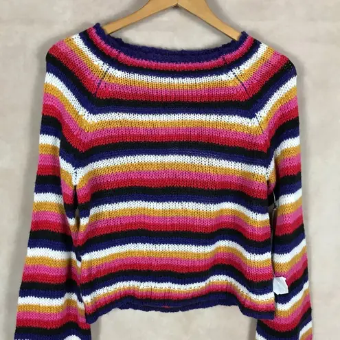 Crave fame Multi Color Striped Fluffy Sweater NWT Medium