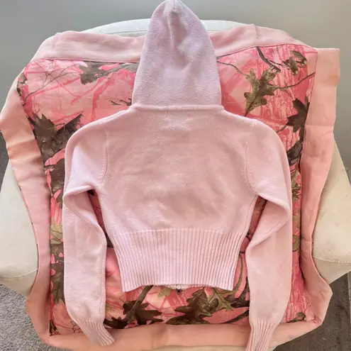 Edikted pink desiree knitted double zip up hooded jacket