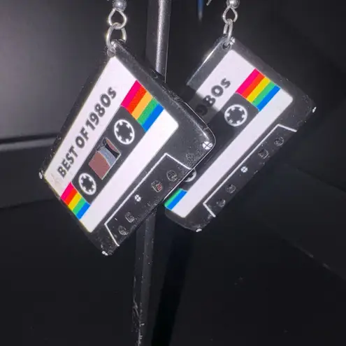 Retro Cassette Tape Earrings Black