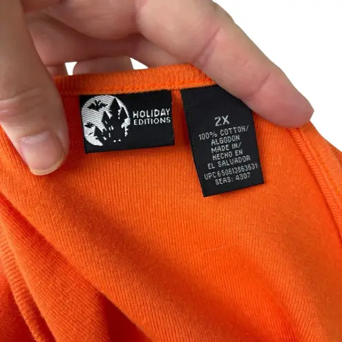 Holiday Editions Halloween Tee Size 2X NWT holiday party witch cat fall sparkle Orange