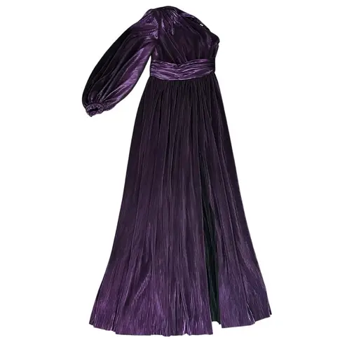 Bronx and Banco Women’s Florence Purple Metallic Pleated One Shoulder Gown Sz XS