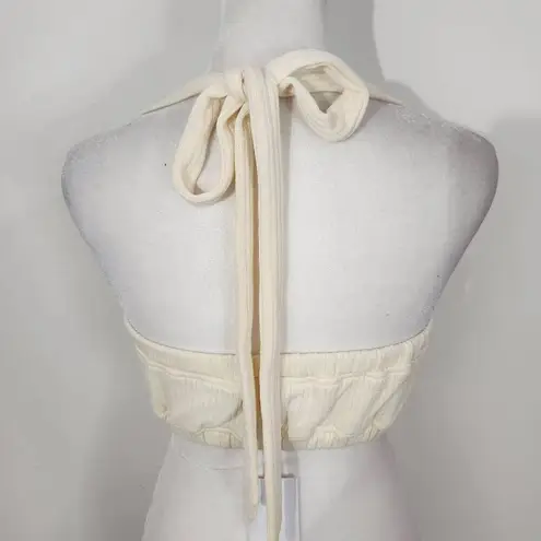 We Wore What Cream Halter Crop Top Size Medium NWT Tie Neck Halter Top