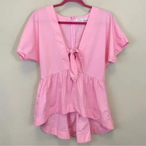 English Factory  Pink Front Tie Poplin Peplum Top Size‎ Medium - Image 4