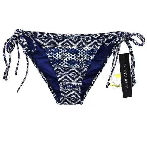 La Blanca Womens Tankini Set Blue White Patterned Padded California Cut Sz 4