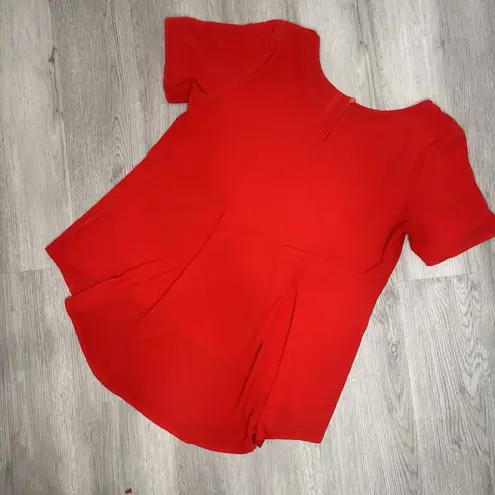 Ny Collection Professional Festive Dressy red blouse flowy top sizeL
