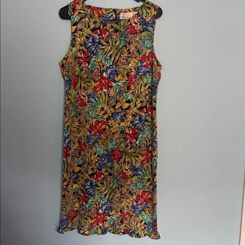 Kathie Lee Collection “Vintage Kathie Lee Dress Leaf Print 90s Summer Tropical Resort”