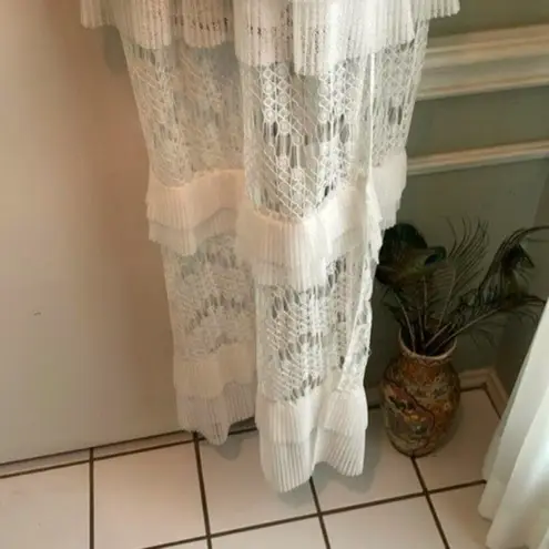 Just Cavalli by Roberto Cavalli Dress White Lace Gown Pleated Flounce size 6