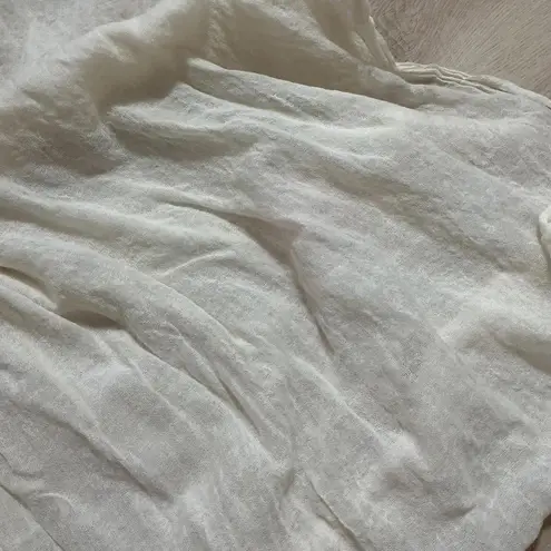 Cream Wool Silk Blend Gauze Scarf Wrap Shawl Large Lightweight