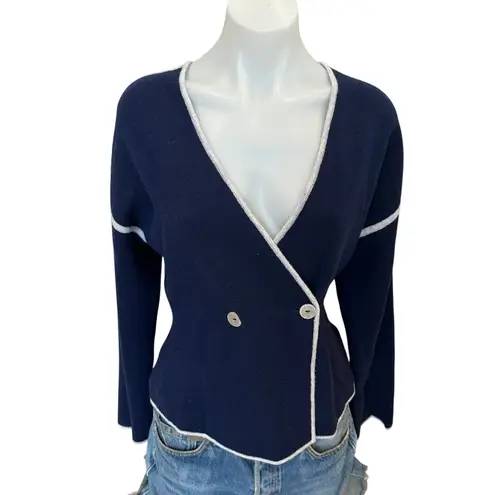 Derek Lam  Blue Cardigan Sweater MEDIUM Preppy Blazer Career Work Designer $425