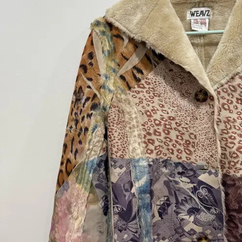 WEAVZ Vintage Patchwork Faux Fur Jacket Size Small Multiple