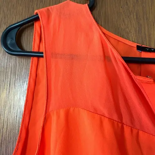 T Tahari NWT  orange sheer button down sleeveless blouse size S!